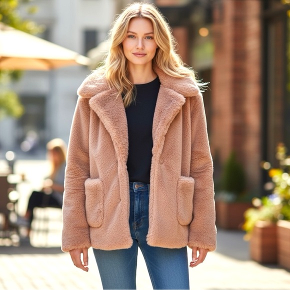 Skye's the Limit Plush Faux Fur Pink Jacket - Picture 1 of 8